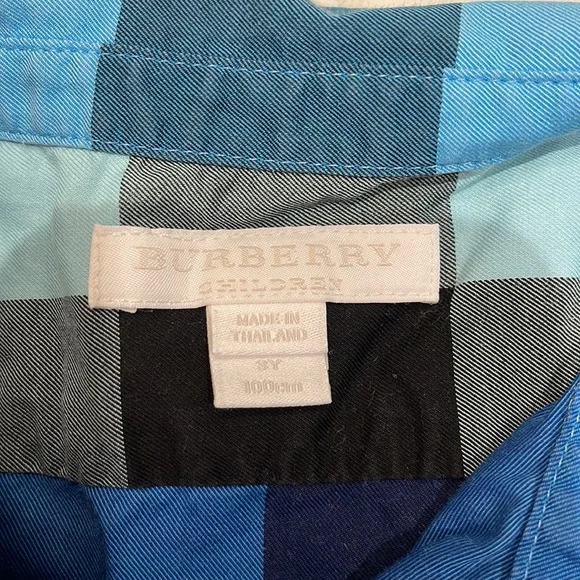 Burberry Blue plaid polo shirt, boys size 3 - Picture 3 of 7